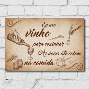 Placa Decorativa MDF Frase Vinho
