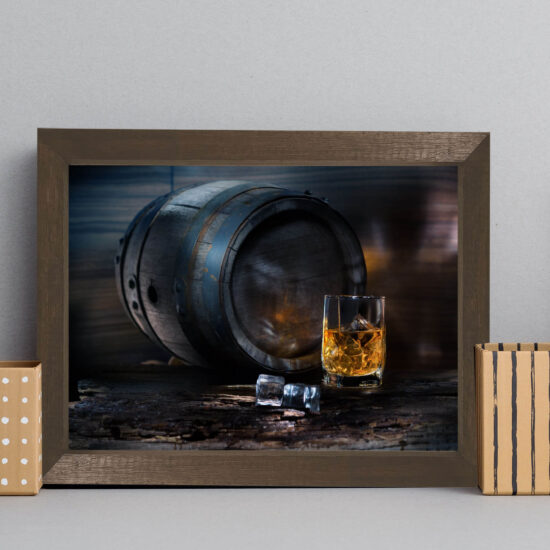 Quadro Decorativo Bebida Bar Whisky 22x32cm Moldura Marrom