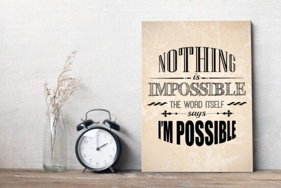 Placa Decorativa MDF Frase Nothing is Impossible