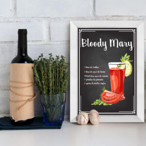 Quadro Bebida Bloody Mary 22x32cm Moldura Branca