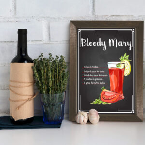 Quadro Bebida Bloody Mary 22x32cm Moldura Marrom