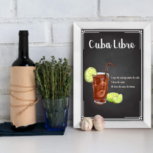 Quadro Decorativo Bebida Cuba Libre 22x32 Moldura Branca