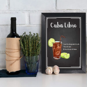 Quadro Decorativo Bebida Cuba Libre 22x32 Moldura Preta