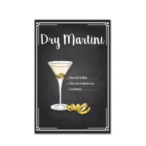 Placa Decorativa MDF Receitas de Drink Dry Martini