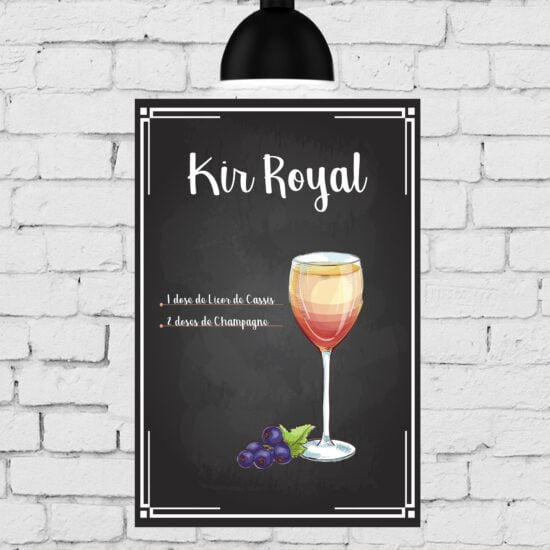 Placa Decorativa MDF Receitas de Drink Kir Royal