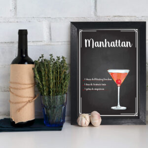 Quadro Decorativo Bebida Manhattan 22x32cm Moldura Preta