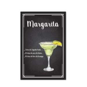 Placa Decorativa MDF Receitas de Drink Margarita