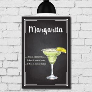 Placa Decorativa MDF Receitas de Drink Margarita