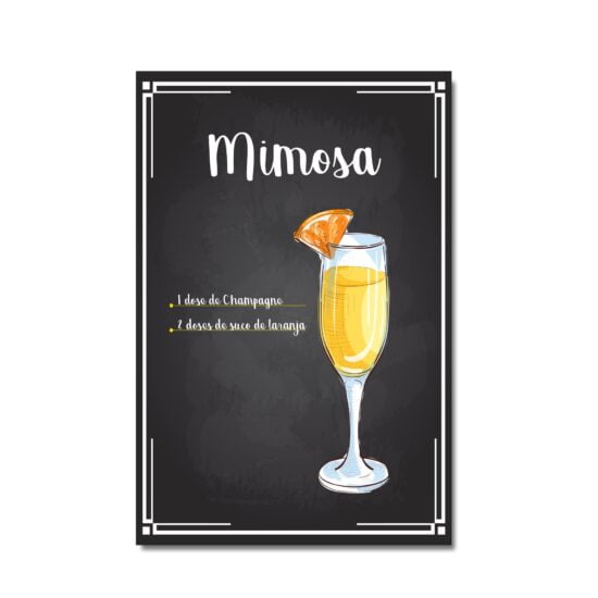 Placa Decorativa MDF Receitas de Drink Mimosa