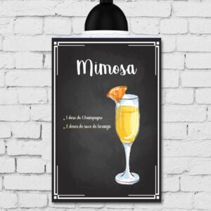 Placa Decorativa MDF Receitas de Drink Mimosa