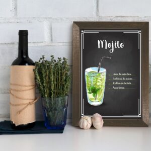 Quadro Decorativo Bebida Mojito 22x32 com Moldura