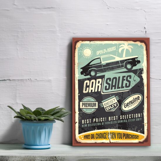 Placa Decorativa Vintage Carros Car Sales