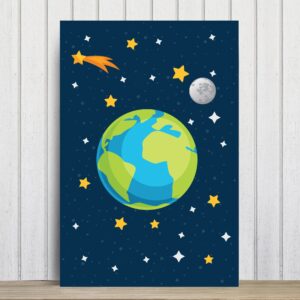 Placa Decorativa Infantil MDF Sistema Solar Terra