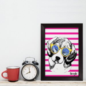 Quadro Decorativo com Moldura Preta Cachorro Beagle