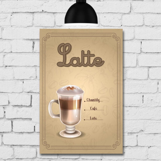 Placa Decorativa MDF Tipos de Café Latte