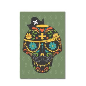 Placa Decorativa MDF Caveira Mexicana Pirata 30x40