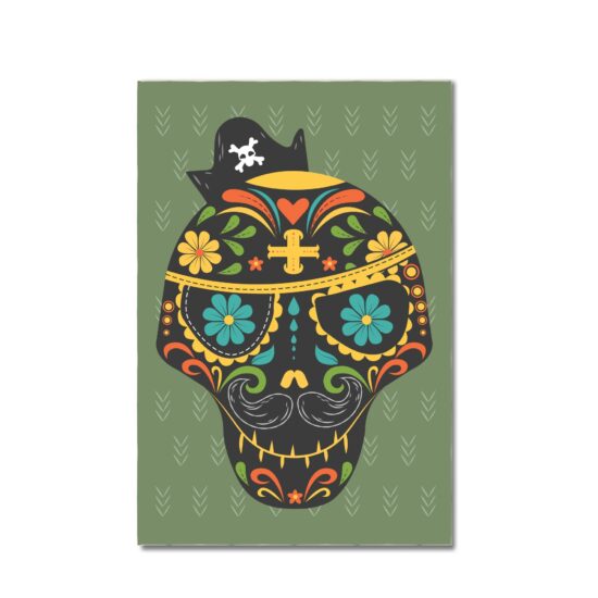Placa Decorativa MDF Caveira Mexicana Pirata 30x40