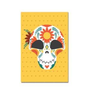 Placa Decorativa MDF Caveira Mexicana Com Flor