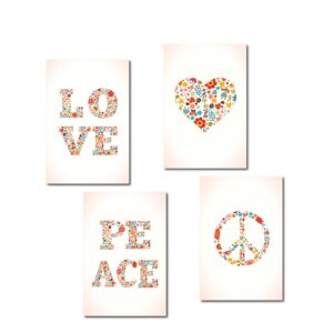Kit Placa Decorativa MDF Paz e Amor