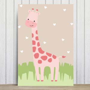 Placa Decorativa Infantil Safari Menina Girafa 20x30cm