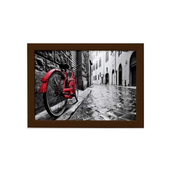 Quadro Itália Foto Bicicleta Moldura Marrom