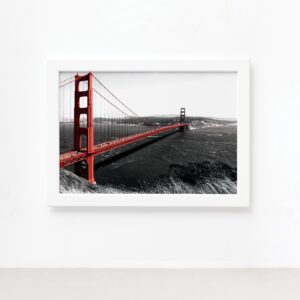 Quadro Golden Gate São Francisco Foto Moldura Branca