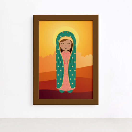 Quadro Nossa Senhora de Guadalupe Moldura Marrom 22x32cm,Quadro Nossa Senhora de Guadalupe Moldura Marrom 22x32cm
