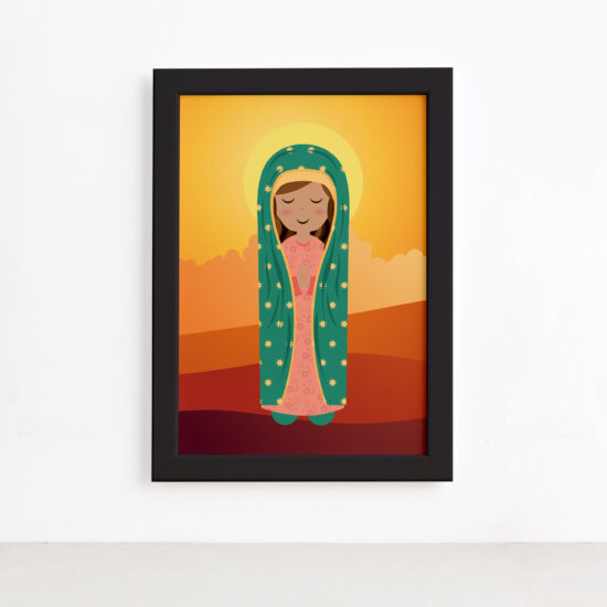 Quadro Nossa Senhora de Guadalupe Moldura Preta 22x32cm,Quadro Nossa Senhora de Guadalupe Moldura Preta 22x32cm