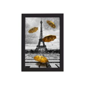 Quadro Paris Torre Eiffel Detalhe Amarelo Moldura Preta
