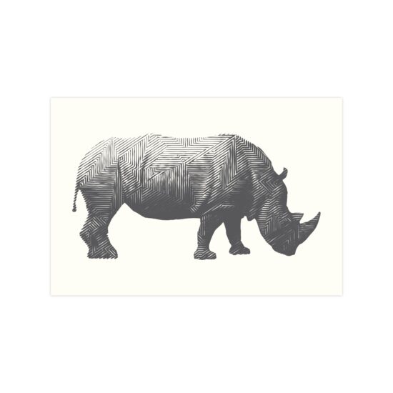 Placa MDF Safari Geométrico Rinoceronte 30x40cm