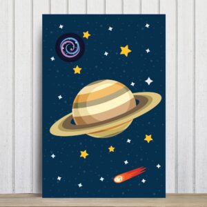 Placa Decorativa Infantil MDF Sistema Solar Saturno