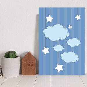 Placa Decorativa Infantil Ursinho Príncipe Nuvens 20x30cm