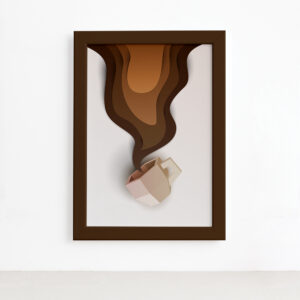 Quadro Decorativo Xícara de Café Paper Mold Marrom 22x32cm