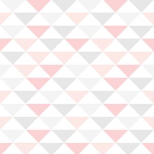 Papel de Parede Geométrico Triângulos Cinza e Rosa 57x270cm