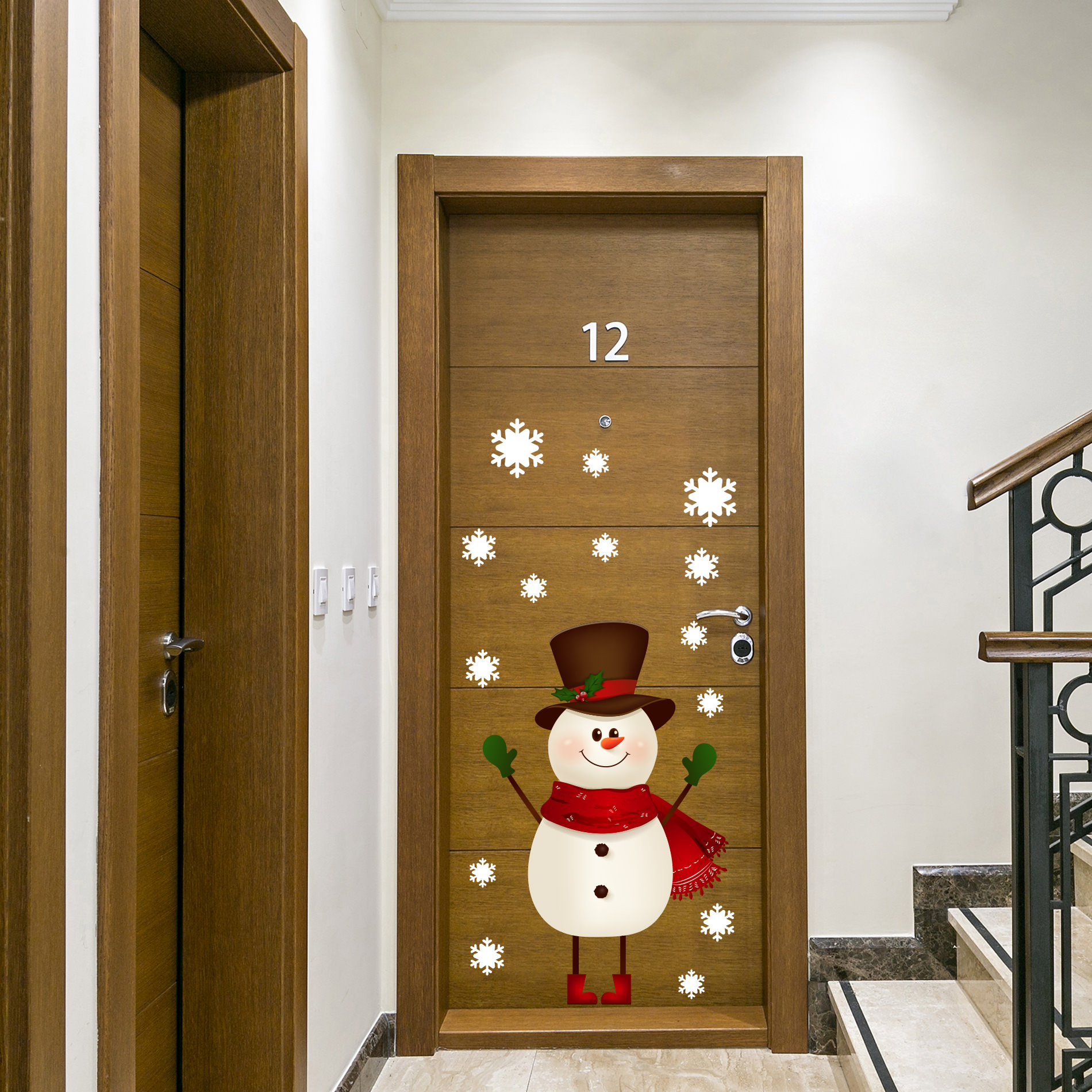 Adesivo de Porta Decoração Natal Boneco de Neve 57x90cm - Quartinhos